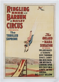 1930s Ringling Brothers and Barnum & Bailey "Acrobat Sensations" One-Sheet Linen Backed Movie Poster (44.5" x 32")